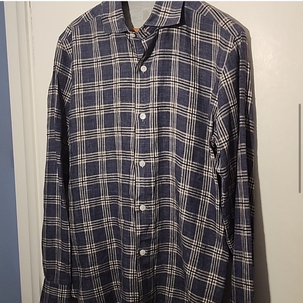 Men's Eleventy Blue Plaid Shirt